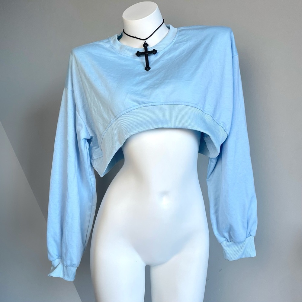 Baby Blue Long Sleeve CropTop